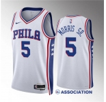 Men's Philadelphia 76ers #5 Marcus Morris Sr White Association Edition Stitched Jersey