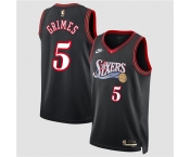 Men's Philadelphia 76ers #5 Quentin Grimes Black 2025 Classic Edition Stitched Jersey