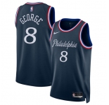 Men's Philadelphia 76ers #8 Paul George Navy 2025-26 City Edition Swingman Stitched Jersey