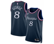 Men's Philadelphia 76ers #8 Paul George Navy 2025-26 City Edition Swingman Stitched Jersey