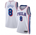 Men's Philadelphia 76ers #8 Paul George White Association Edition Stitched Jersey