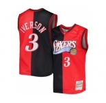 PMen's hiladelphia 76ers #3 Allen Iverson 2000-01 Black Red Hardwood Classics Jersey