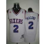 nba philadelphia 76ers #2 malone white