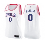 Women's Nike Philadelphia 76ers #0 Jerryd Bayless Swingman White Pink Fashion NBA Jersey