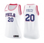 Women's Nike Philadelphia 76ers #20 Markelle Fultz Swingman White Pink Fashion NBA Jersey