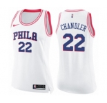 Women's Nike Philadelphia 76ers #22 Wilson Chandler Swingman White Pink Fashion NBA Jersey