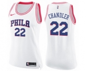 Women's Nike Philadelphia 76ers #22 Wilson Chandler Swingman White Pink Fashion NBA Jersey
