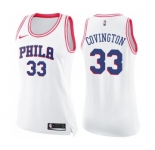 Women's Nike Philadelphia 76ers #33 Robert Covington Swingman White Pink Fashion NBA Jersey