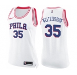 Women's Nike Philadelphia 76ers #35 Clarence Weatherspoon Swingman White Pink Fashion NBA Jersey
