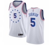 Women's Nike Philadelphia 76ers #5 Amir Johnson White Swingman Jersey - Earned Edition