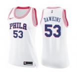 Women's Nike Philadelphia 76ers #53 Darryl Dawkins Swingman White Pink Fashion NBA Jersey