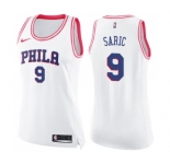Women's Nike Philadelphia 76ers #9 Dario Saric Swingman White Pink Fashion NBA Jersey