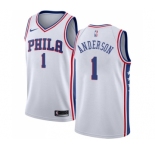 Youth Nike Philadelphia 76ers #1 Justin Anderson Authentic White Home NBA Jersey - Association Edition