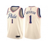 Youth Nike Philadelphia 76ers #1 Justin Anderson Swingman Cream NBA Jersey - City Edition
