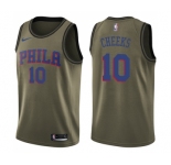 Youth Nike Philadelphia 76ers #10 Maurice Cheeks Swingman Green Salute to Service NBA Jersey