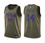 Youth Nike Philadelphia 76ers #14 Shake Milton Swingman Green Salute to Service NBA Jersey