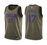 Youth Nike Philadelphia 76ers #17 JJ Redick Swingman Green Salute to Service NBA Jersey