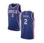 Youth Nike Philadelphia 76ers #2 Moses Malone Swingman Blue Road NBA Jersey - Icon Edition