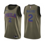 Youth Nike Philadelphia 76ers #2 Moses Malone Swingman Green Salute to Service NBA Jersey