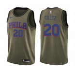 Youth Nike Philadelphia 76ers #20 Markelle Fultz Swingman Green Salute to Service NBA Jersey