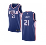 Youth Nike Philadelphia 76ers #21 Joel Embiid Swingman Blue Road NBA Jersey - Icon Edition