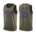 Youth Nike Philadelphia 76ers #21 Joel Embiid Swingman Green Salute to Service NBA Jersey
