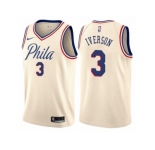 Youth Nike Philadelphia 76ers #3 Allen Iverson Swingman Cream NBA Jersey - City Edition