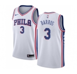 Youth Nike Philadelphia 76ers #3 Dana Barros Swingman White Home NBA Jersey - Association Edition