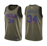 Youth Nike Philadelphia 76ers #34 Charles Barkley Swingman Green Salute to Service NBA Jersey