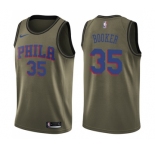 Youth Nike Philadelphia 76ers #35 Trevor Booker Swingman Green Salute to Service NBA Jersey