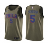 Youth Nike Philadelphia 76ers #5 Amir Johnson Swingman Green Salute to Service NBA Jersey