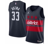 Men Washington Wizards #33 Kyle Kuzma Navy 2024-25 Statement Edition Stitched Basketball Jersey
