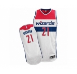 Men's Adidas Washington Wizards #21 JJ Hickson Authentic White Home NBA Jersey