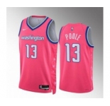 Men's Washington Wizards #13 Jordan Poole Pink Cherry Blossom City Edition Limited Stitched Basketball Jersey