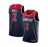 Men's Washington Wizards #2 John Wall Authentic Navy Blue Finished Basketball Jersey - Statement Edition