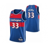 Men's Washington Wizards #33 Kyle Kuzma 75th Anniversary 2021-2022 Blue City Edition Stitched Basketball Jersey