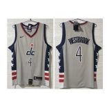 Men's Washington Wizards #4 Russell Westbrook NEW Grey 2021 City Edition NBA Swingman Jersey
