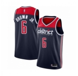 Men's Washington Wizards #6 Troy Brown Jr. Authentic Navy Blue Finished Basketball Jersey - Statement Edition