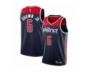 Men's Washington Wizards #6 Troy Brown Jr. Authentic Navy Blue Finished Basketball Jersey - Statement Edition