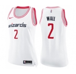 Women's Nike Washington Wizards #2 John Wall Swingman White Pink Fashion NBA Jersey