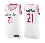 Women's Nike Washington Wizards #21 Dwight Howard Swingman White Pink Fashion NBA Jersey