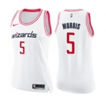 Women's Nike Washington Wizards #5 Markieff Morris Swingman White Pink Fashion NBA Jersey