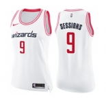 Women's Nike Washington Wizards #9 Ramon Sessions Swingman White Pink Fashion NBA Jersey