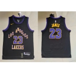 Lakers #23 LeBron James Black Nike 2023-24 City Edition Swingman Jersey