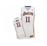 Men Adidas Los Angeles Lakers #11 Brook Lopez Authentic White Alternate NBA Jersey