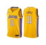 Men Los Angeles Lakers #11 Brook Lopez Gold 2017-18 Swingman NBA Jersey