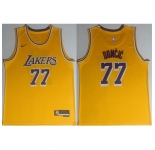 Men Los Angeles Lakers #77 Luka Docic Yellow 2025 Stitched Basketball Jersey