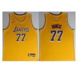 Men Los Angeles Lakers #77 Luka Docic Yellow 2025 Stitched Basketball Jersey