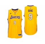 Men Los Angeles Lakers #9 Luol Deng Home Gold New Swingman Jersey