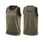 Men Nike Los Angeles Lakers #1 JaVale McGee Green NBA Swingman Salute to Service Jersey